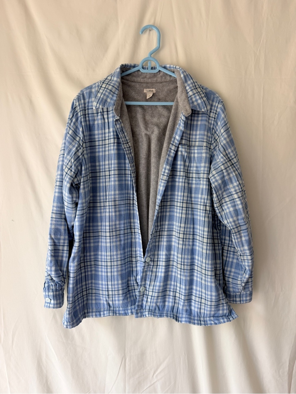 Men's Shirt Jacket Blue Grey L.L.Bean Size XL